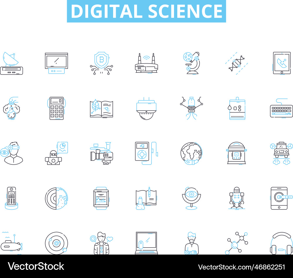Digital science linear icons set algorithm Digital science linear icons set algorithm vector image