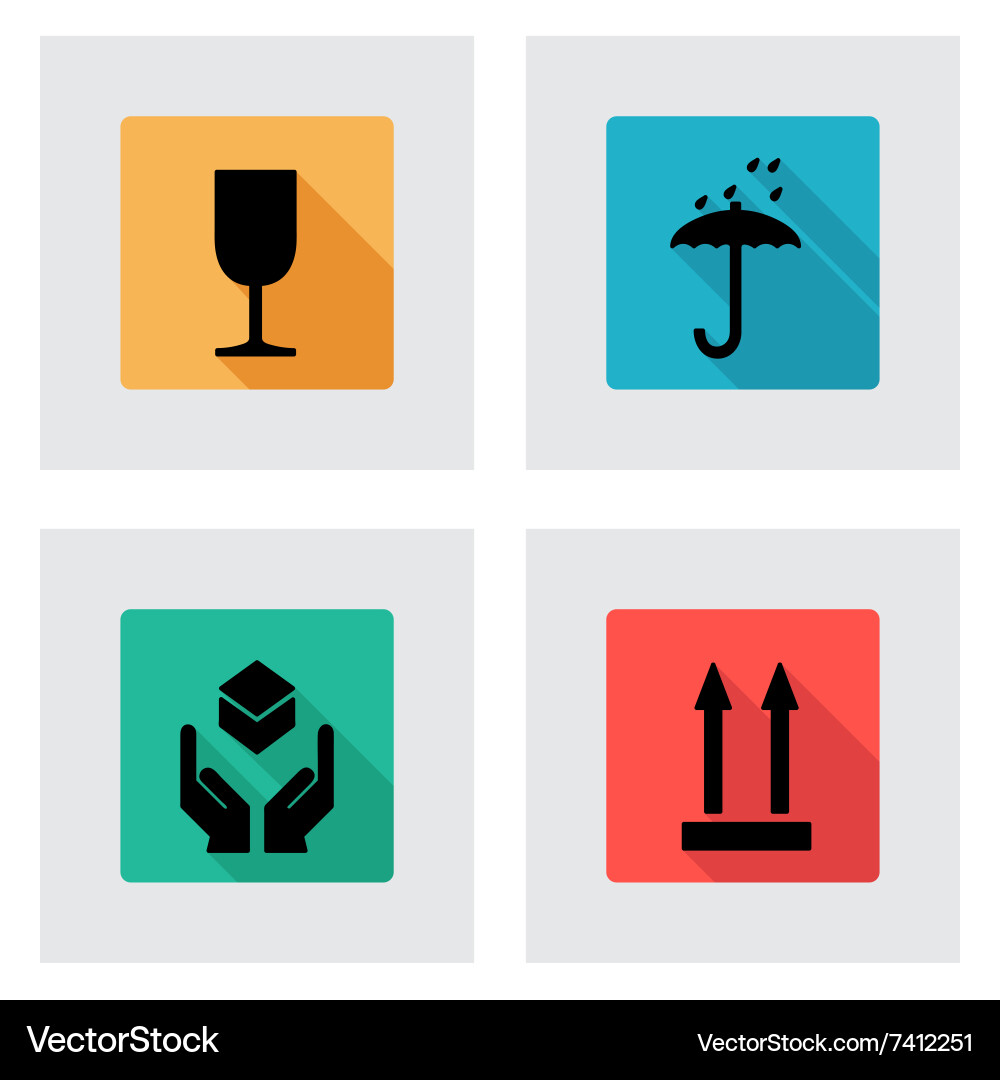 Fragile package symbol flat style vector image