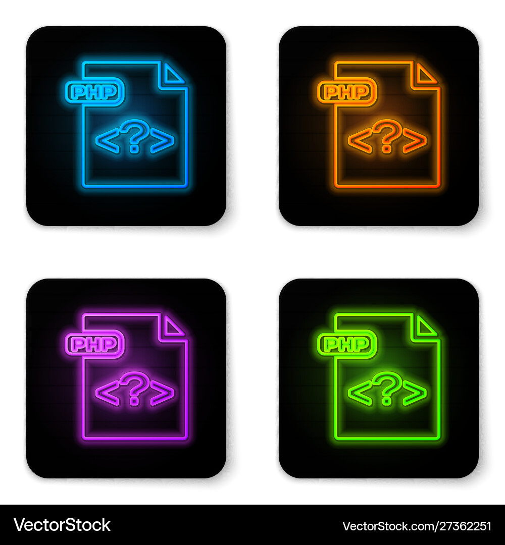 Glowing neon php file document download Glowing neon php file document download vector image