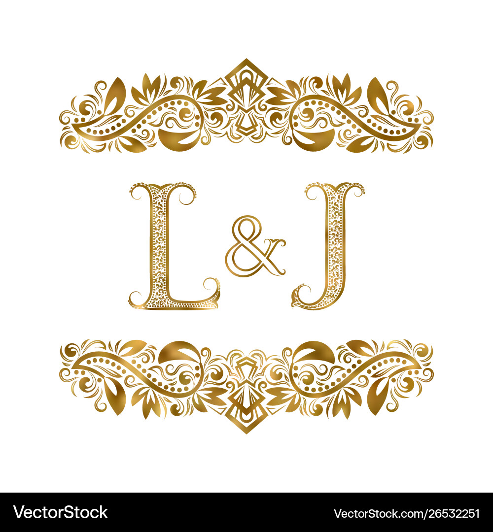 L and j vintage initials logo symbol letters L and j vintage initials logo symbol letters vector image