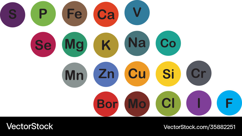 Minerals microelements and macro elements useful Minerals microelements and macro elements useful vector image