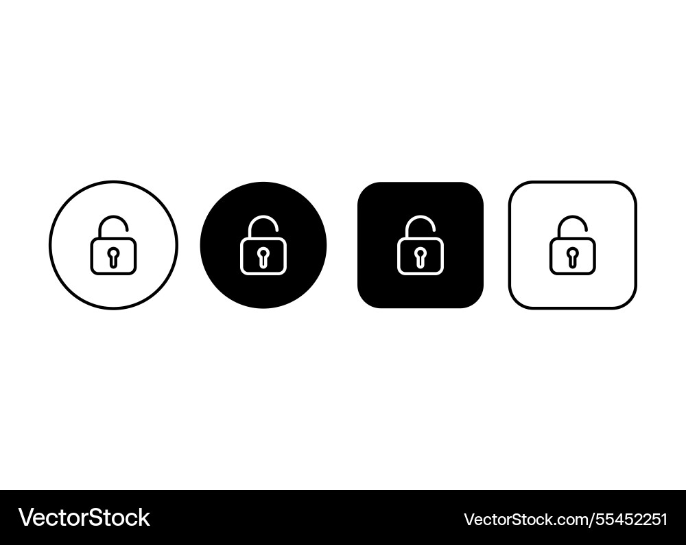 Outline open lock icons set security symbols Outline open lock icons set security symbols vector image