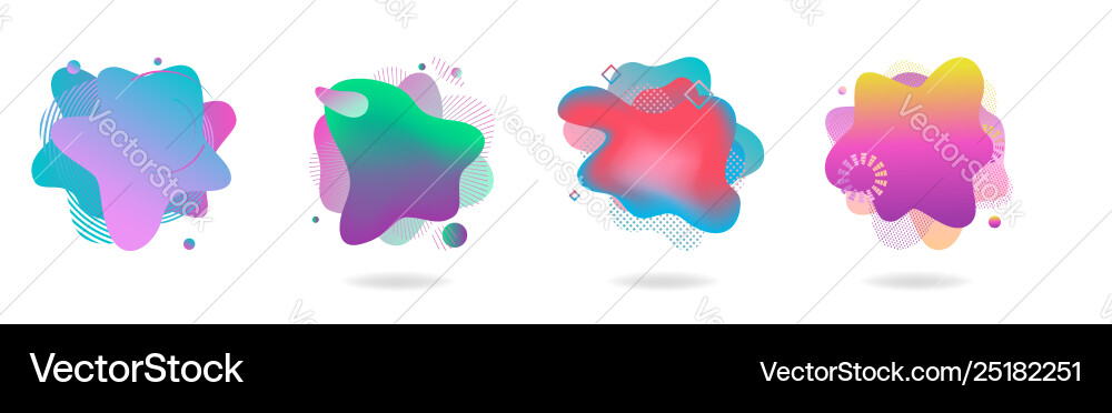 Set abstract flowing liquid elements colorful Set abstract flowing liquid elements colorful vector image