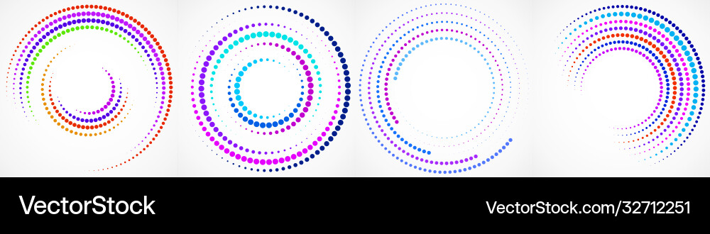 Set colorful dotted background in circle form vector image