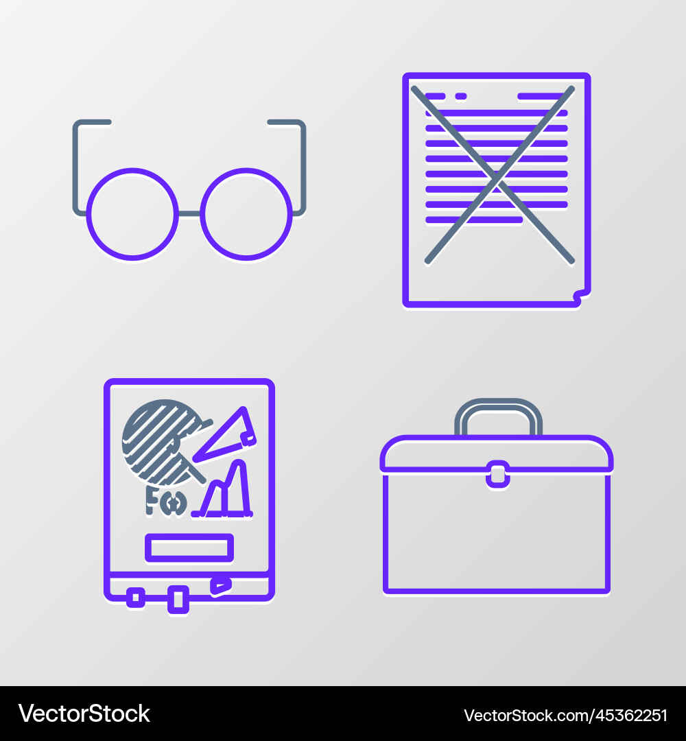 Set line briefcase board with graph chart exam Set line briefcase board with graph chart exam Vector Image