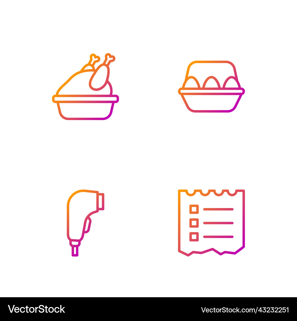Set line shopping list scanner scanning bar code vector image