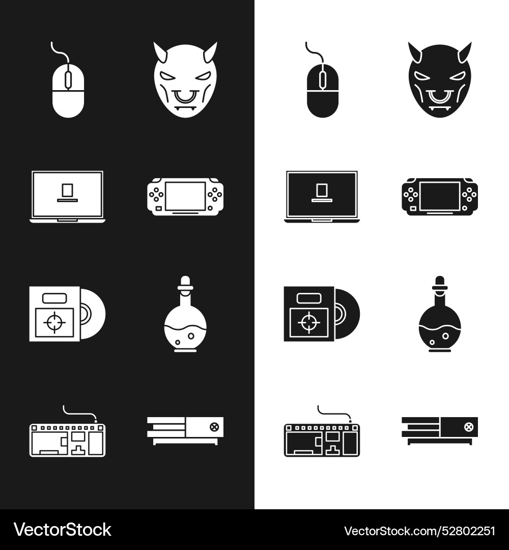 Set portable video game console laptop computer Set portable video game console laptop computer vector image