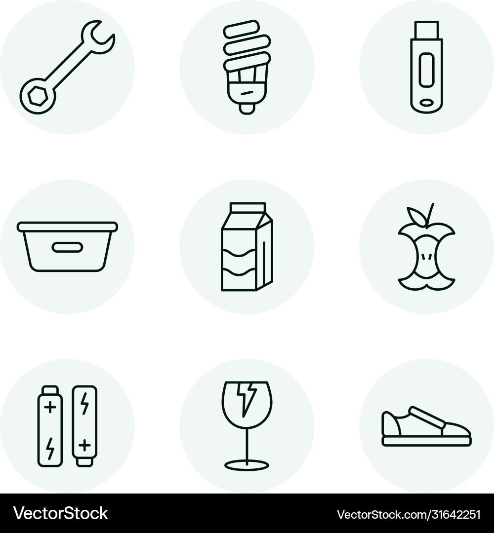 Sorting garbage icon set Sorting garbage icon set vector image