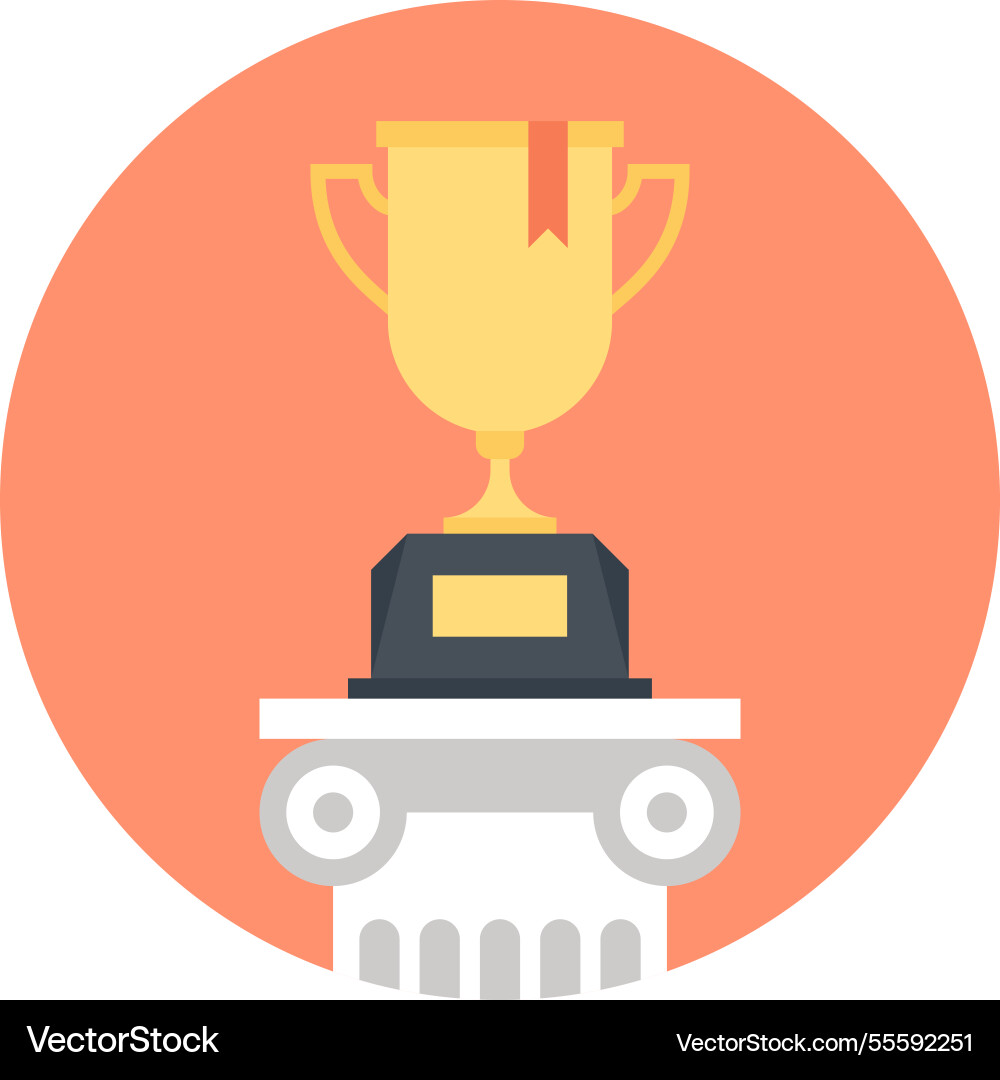 Trophy cup flat web icon Royalty Free Vector Image