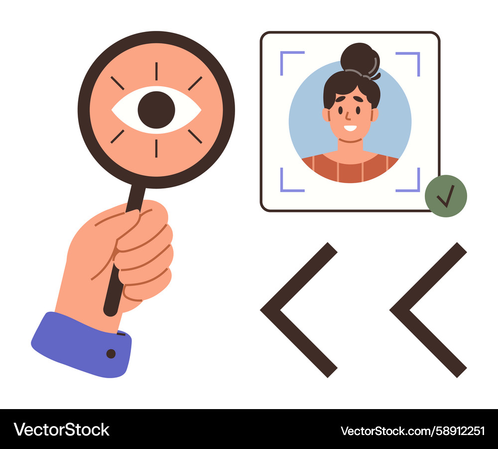 Visual identity verification with face recognition Vector Image