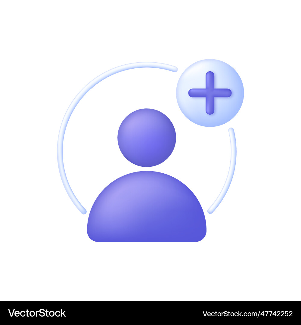 3d add user icon create group symbol 3d add user icon create group symbol vector image