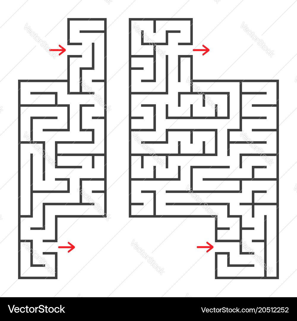 A set of two rectangular mazes with an entrance A set of two rectangular mazes with an entrance vector image