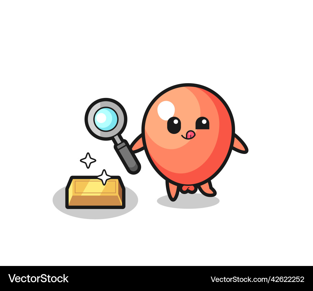 Balloon character is checking the authenticity vector image