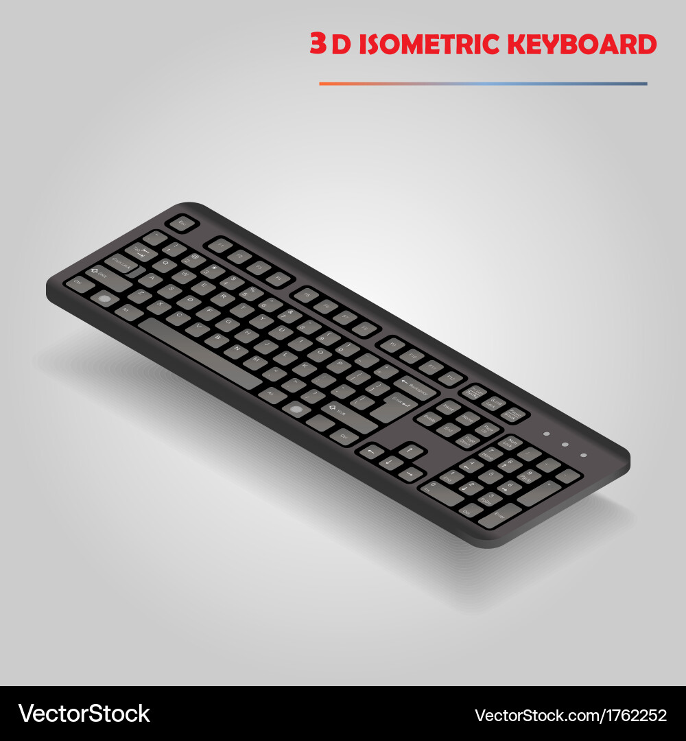 Black Computer Keyboard - Isometric View vector image