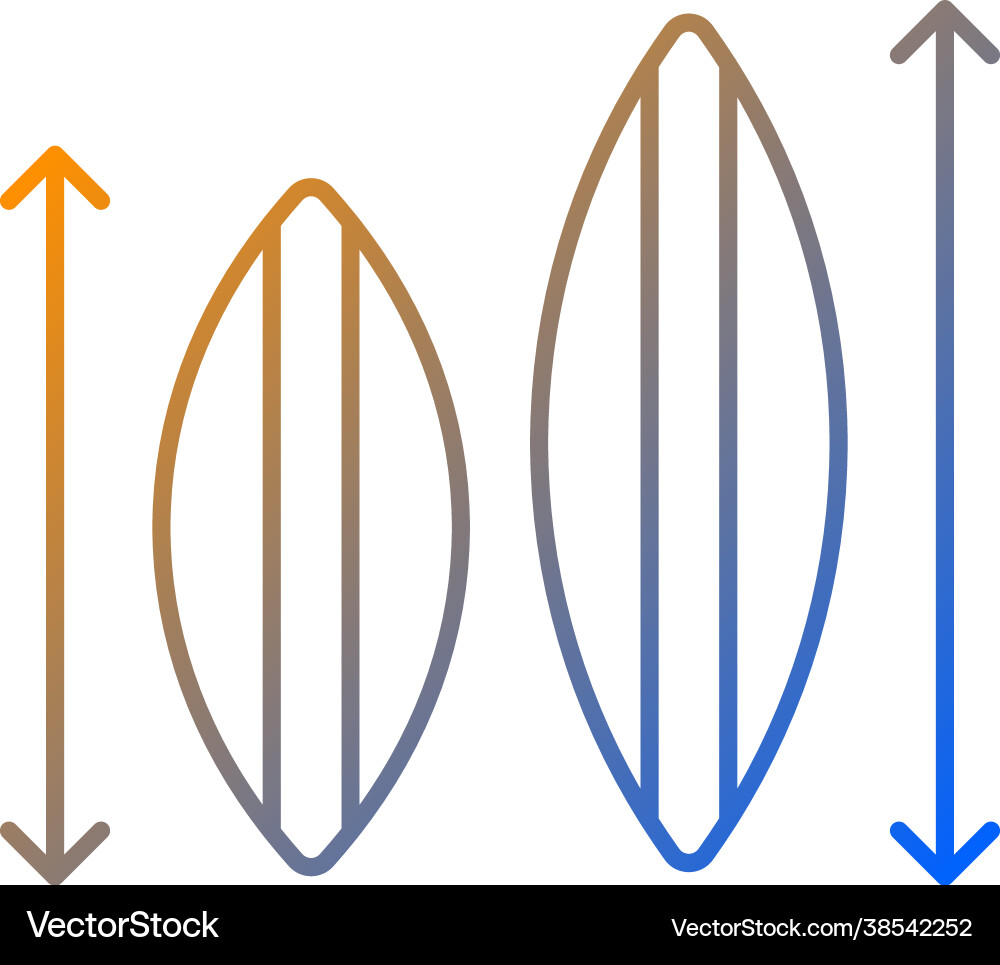 Choosing surfboard size gradient linear icon Vector Image