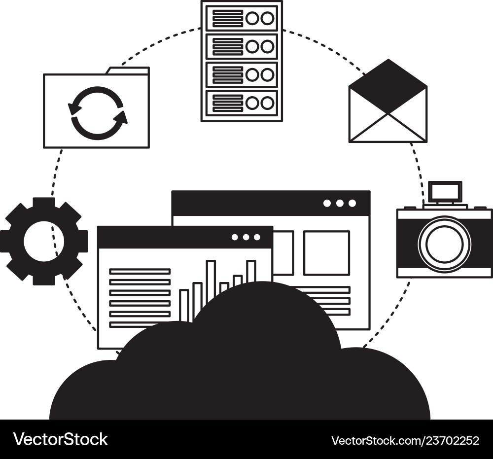 Cloud computing data information connection Cloud computing data information connection Vector Image