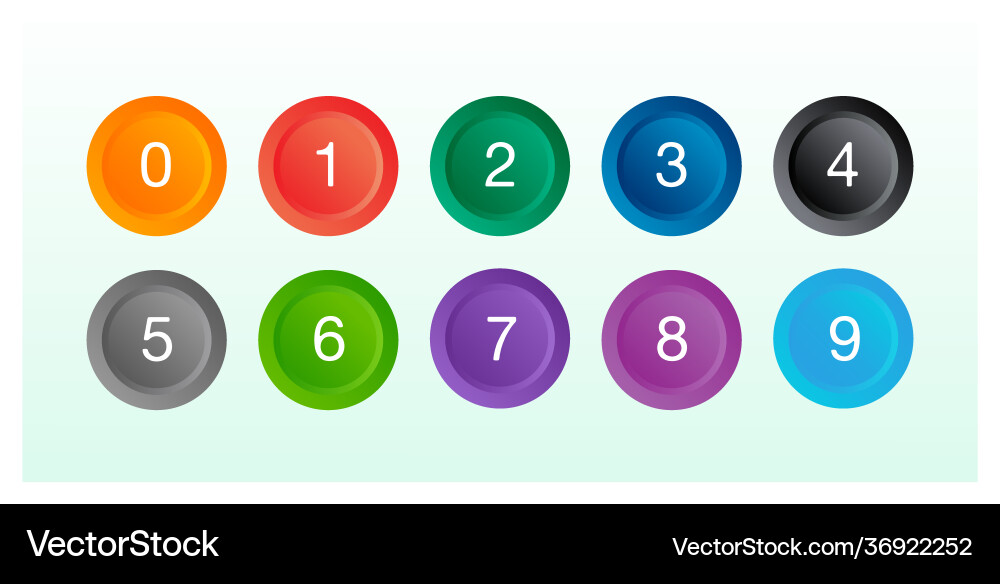 Colorful number set in round shape Colorful number set in round shape vector image