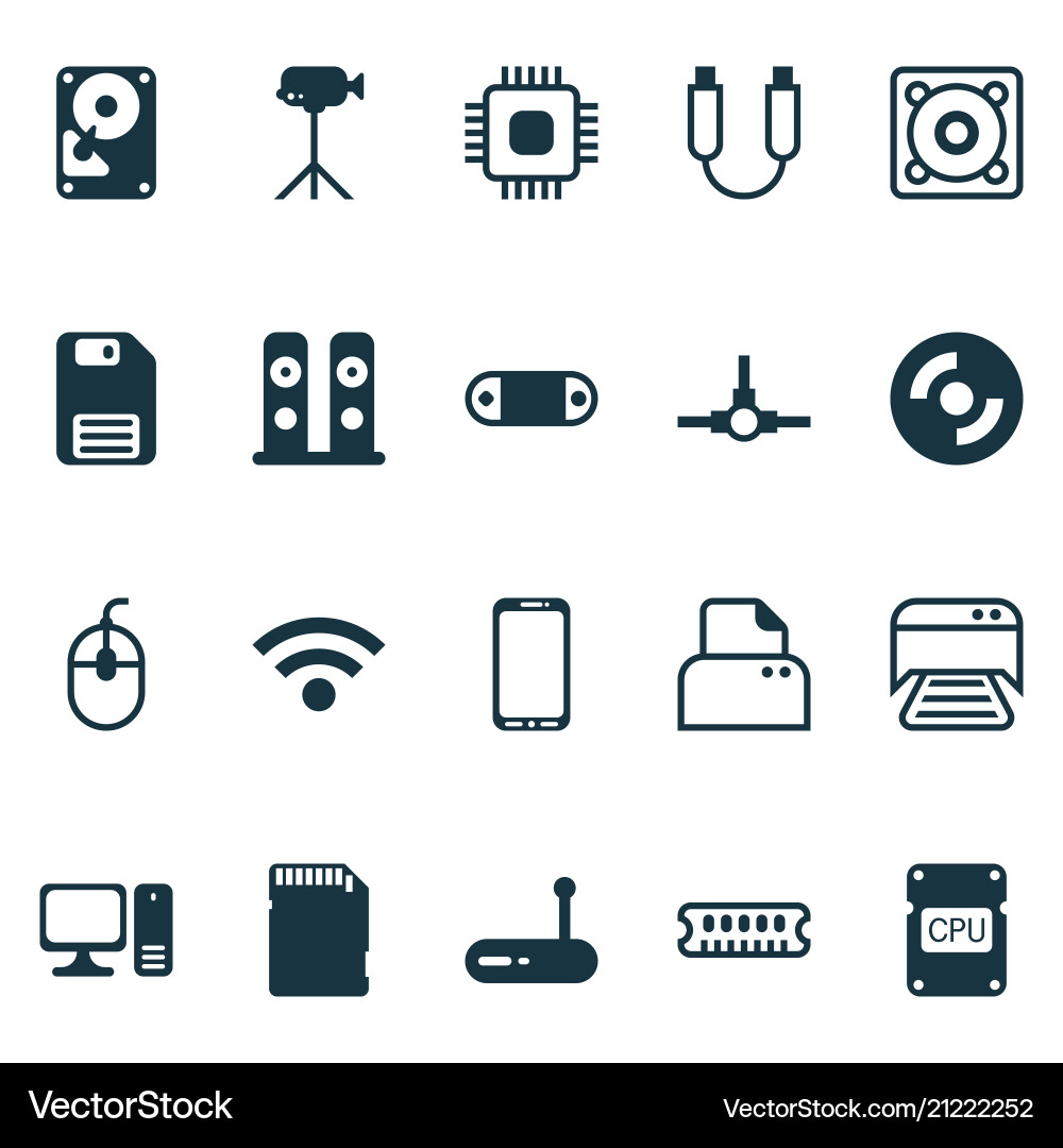 Computer icons set with central processor unit Computer icons set with central processor unit vector image