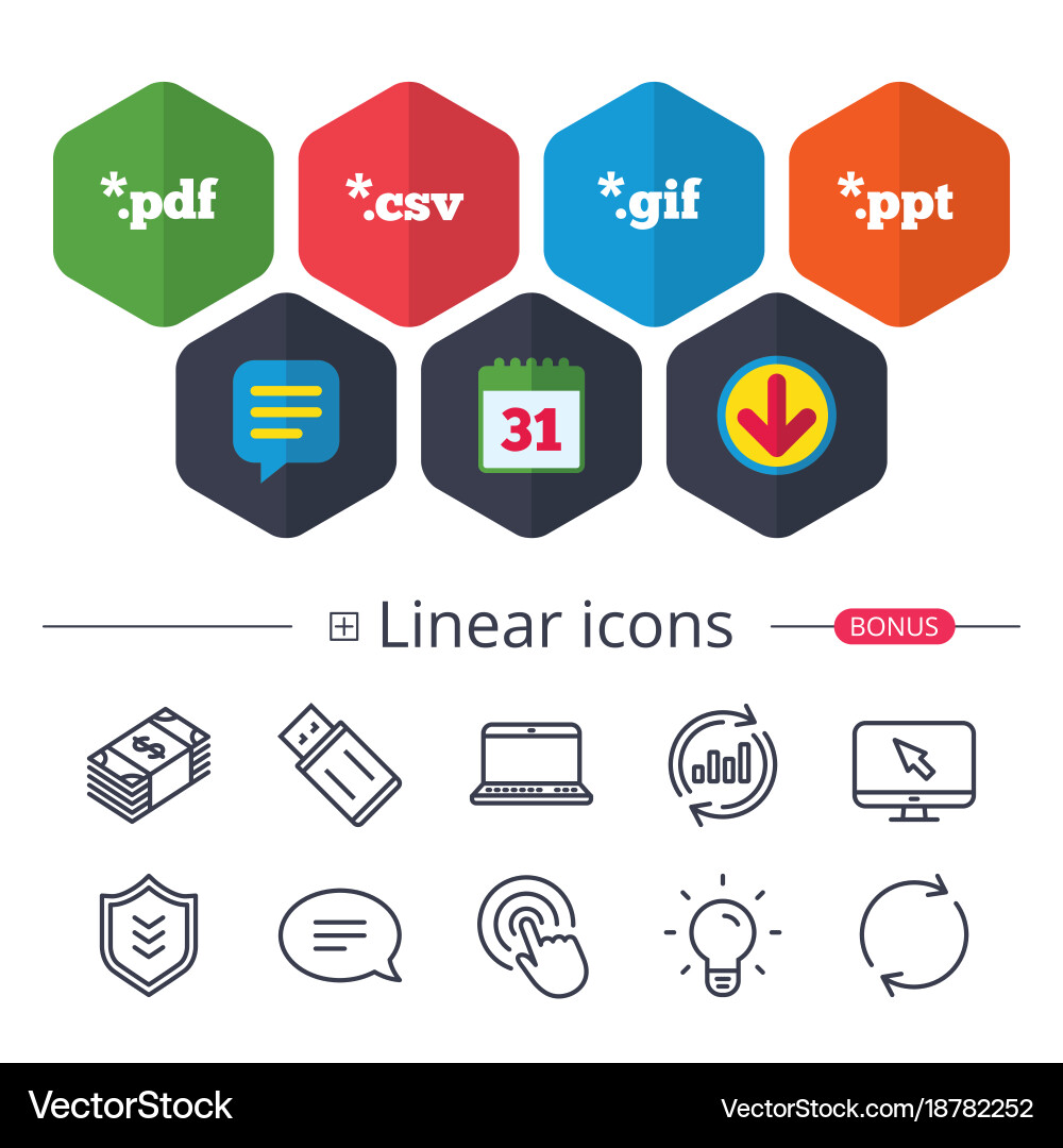 Document signs file extensions symbols vector image