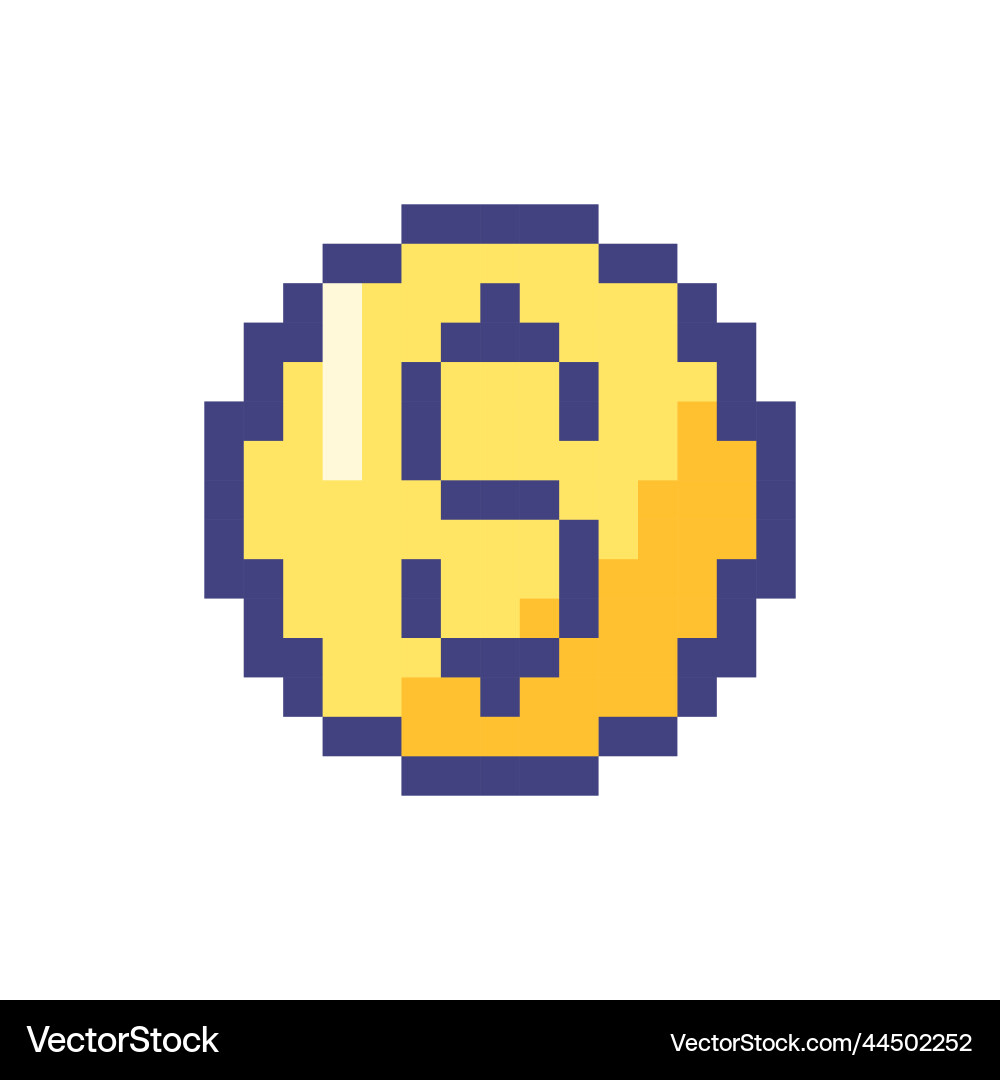 Dollar coin pixelated rgb color ui icon Dollar coin pixelated rgb color ui icon Vector Image