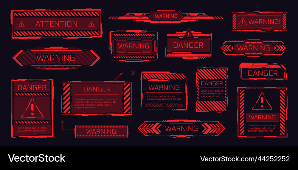 Hud danger frames dangerous banner cyber box Hud danger frames dangerous banner cyber box vector image