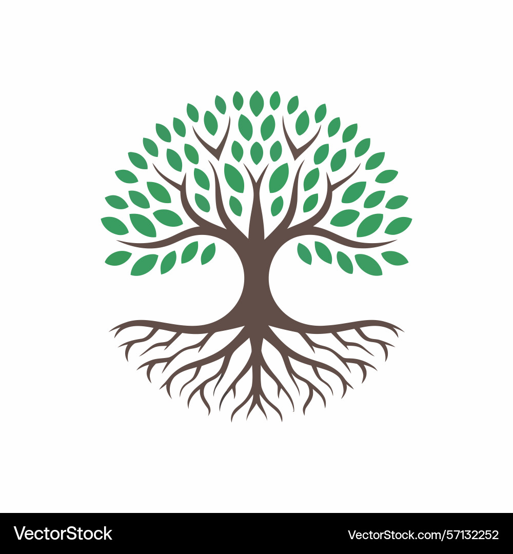 Minimal tree logo set with roots Vector Image