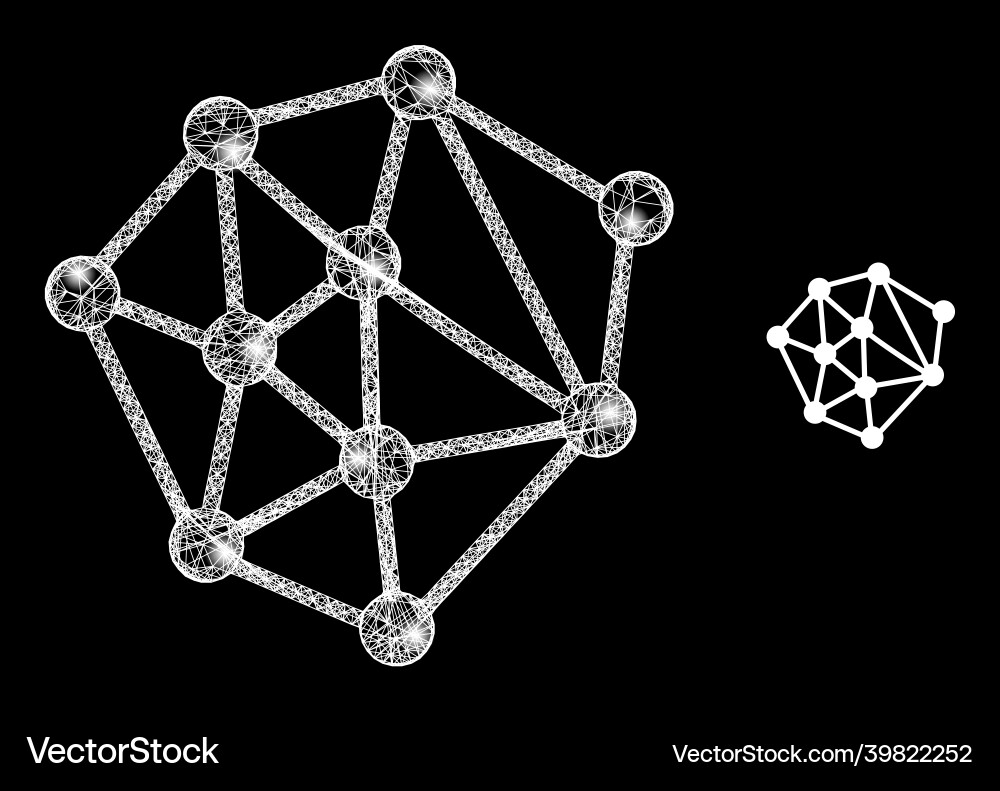 Polygonal network mesh structure with light spots Polygonal network mesh structure with light spots vector image