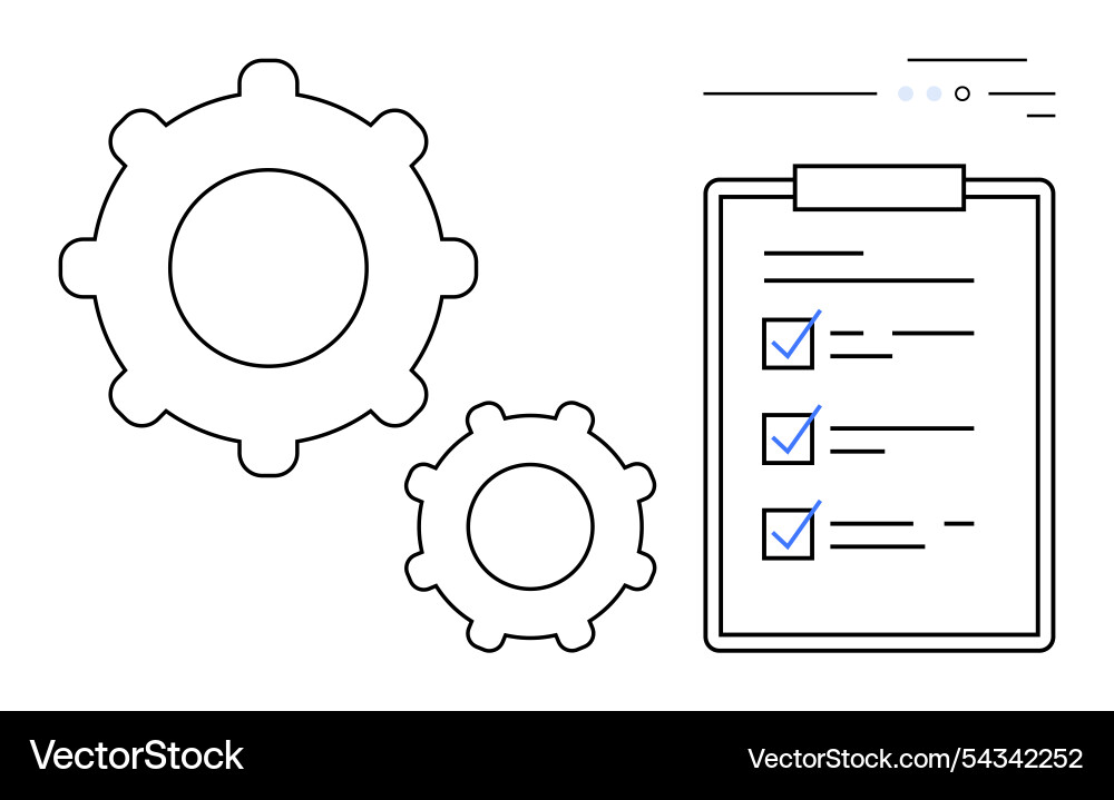 Project management checklist with gears Project management checklist with gears vector image
