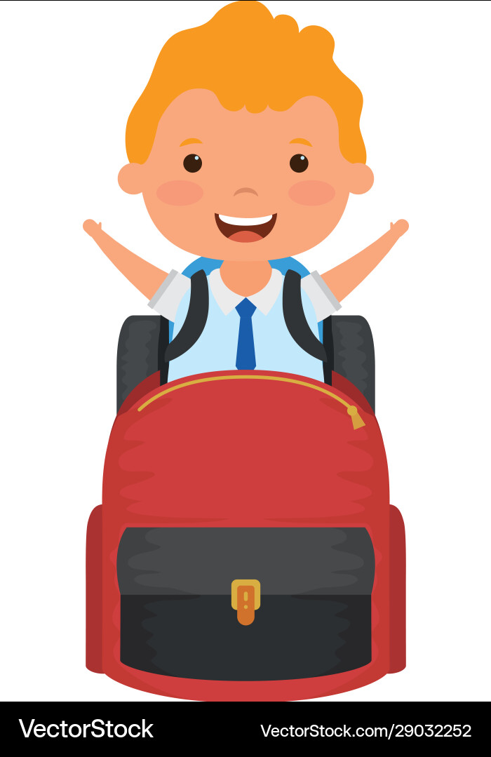 Süße blond student Junge mit Schultasche Charakter Süße blond student Junge mit Schultasche Charakter vektorbild