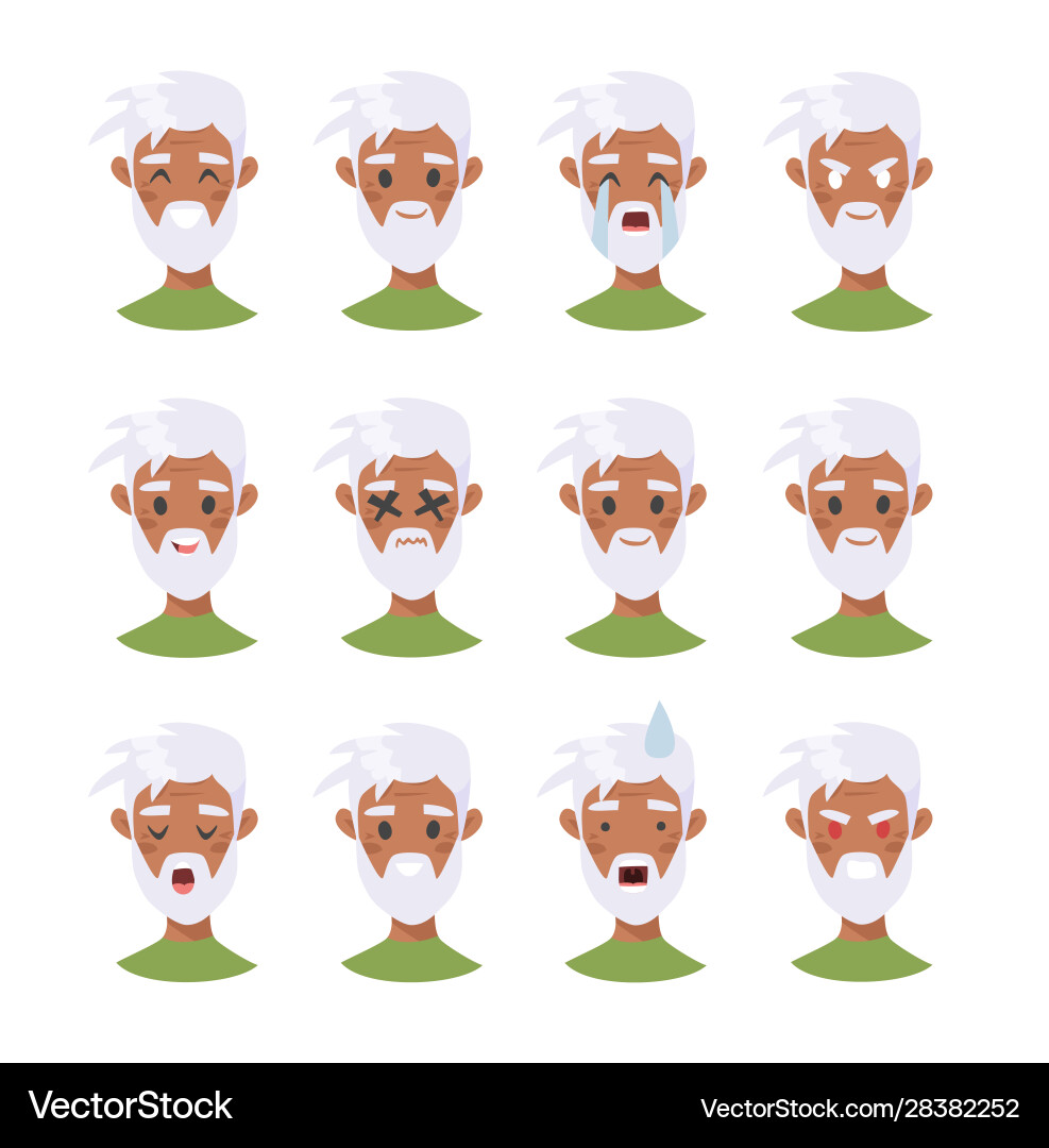 Set african american male emotional characters Set african american male emotional characters vector image