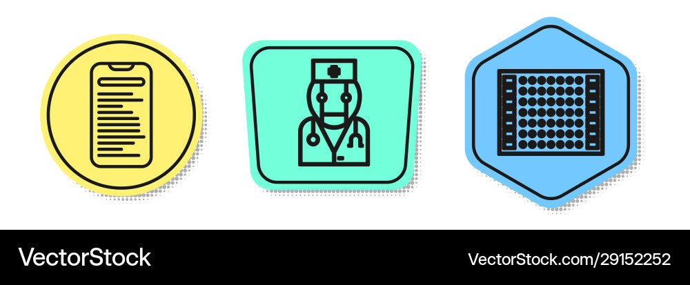 Set line computer api interface robot doctor Vector Image