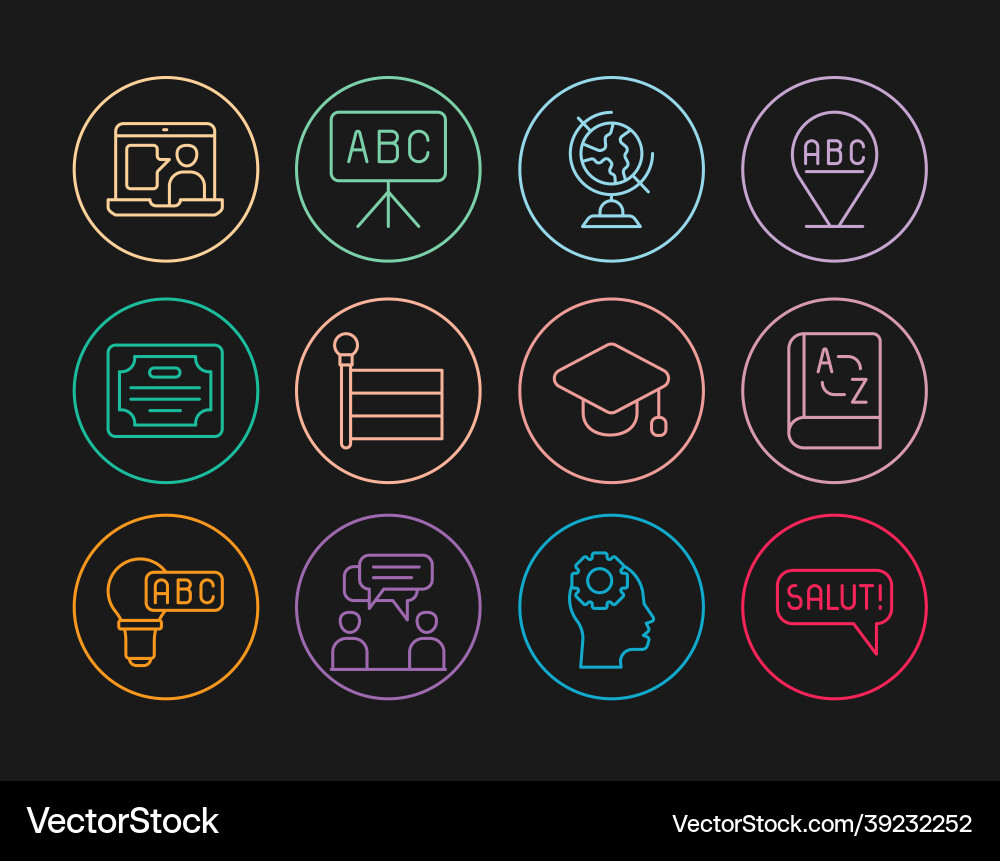 Set line salut in different languages translator Vector Image