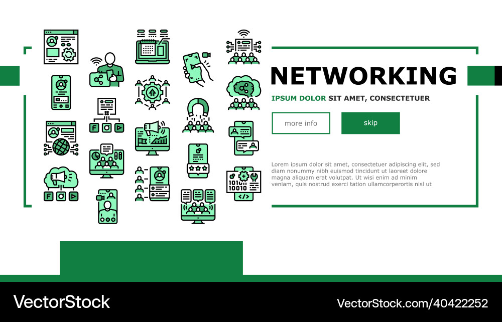 Social networking online app landing header Social networking online app landing header vector image