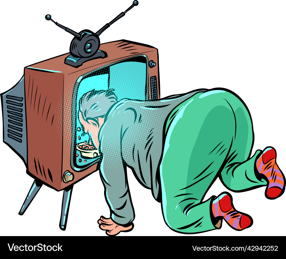 Zombie TV Zuschauer Essen Propaganda gefälscht Zombie TV Zuschauer Essen Propaganda gefälscht vektorbild