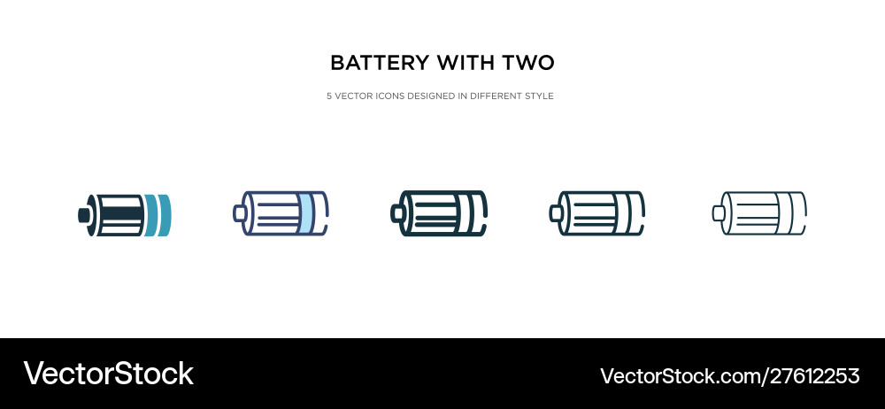 Battery with two bars icon in different style vector image