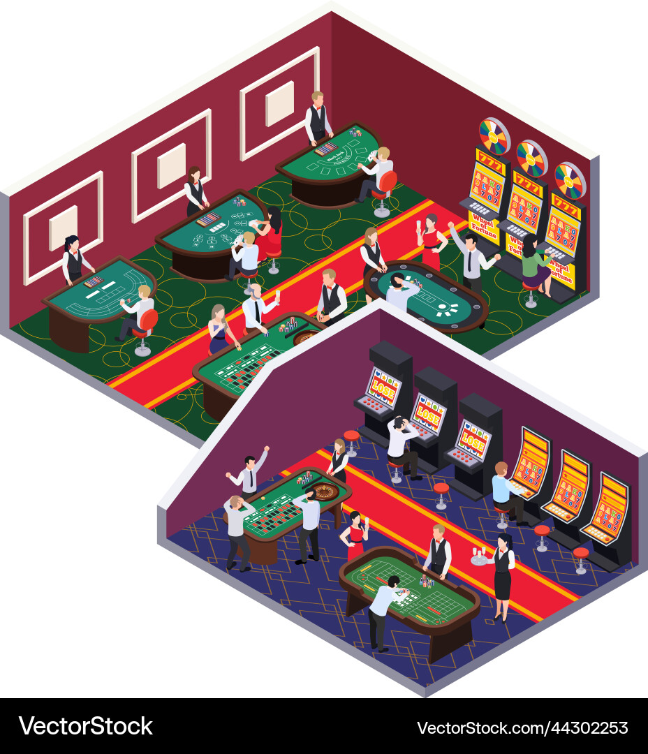 Casino Hallen isometrische Zusammensetzung Casino Hallen isometrische Zusammensetzung vektorbild