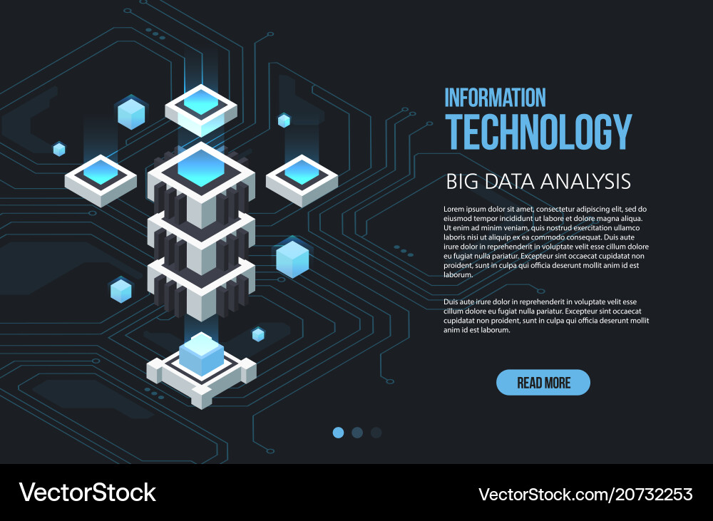 Concept of big data processing isometric Concept of big data processing isometric vector image