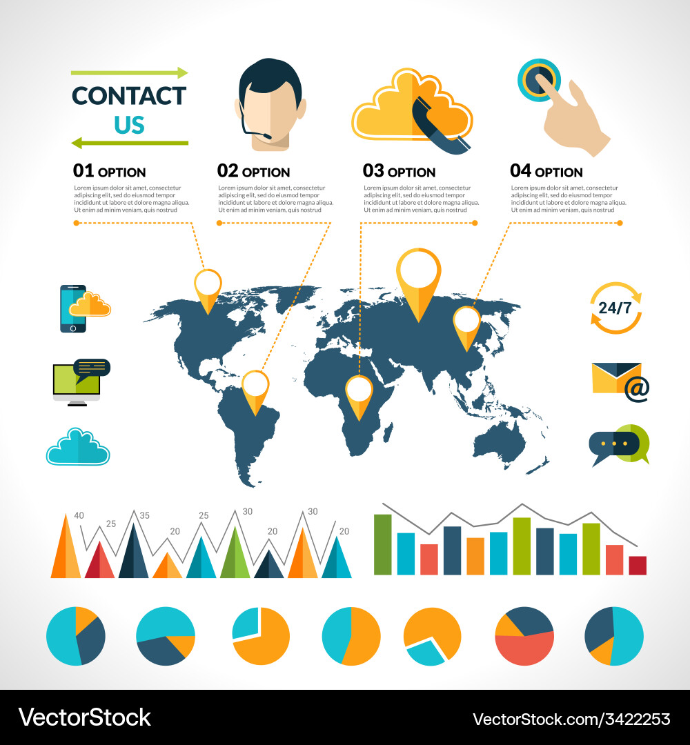Contact us infographics set Vector Image