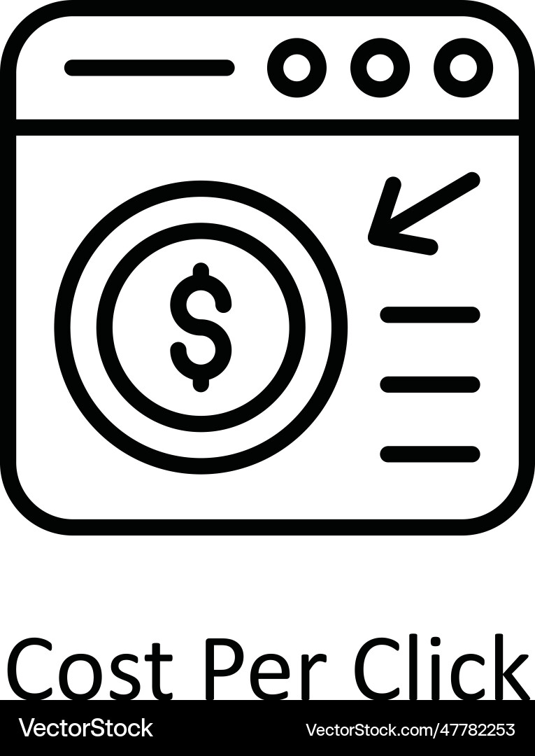 Cost per click outline icon design Vector Image