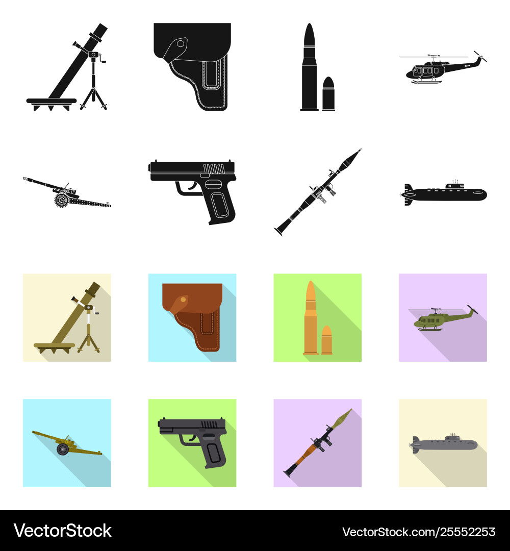Isolated object weapon and gun symbol set Isolated object weapon and gun symbol set vector image