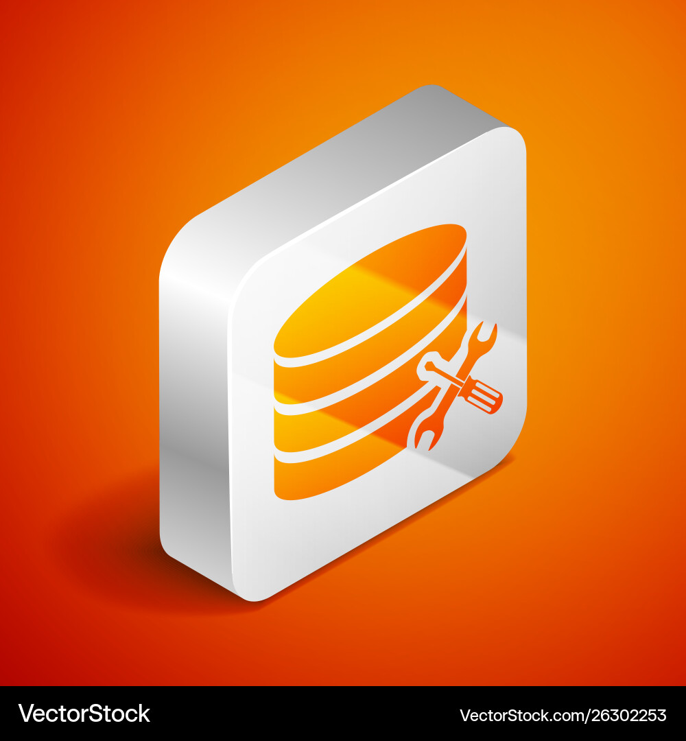 Isometric database server with screwdriver Isometric database server with screwdriver Vector Image