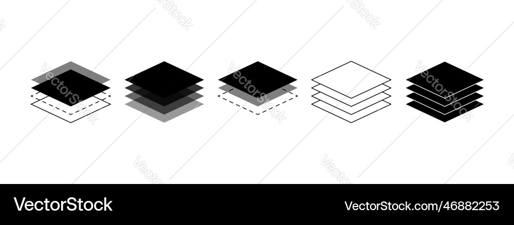 Layer line icon set layers in different design Layer line icon set layers in different design vector image