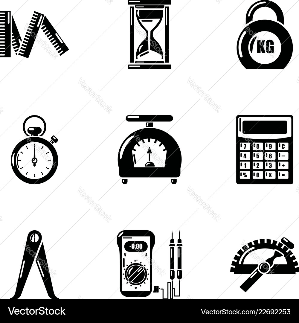 Measurement device icons set simple style Measurement device icons set simple style vector image