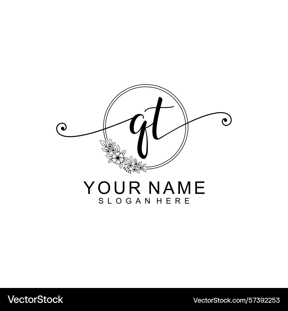 Minimalist handwritten qt initial logos Minimalist handwritten qt initial logos Vector Image