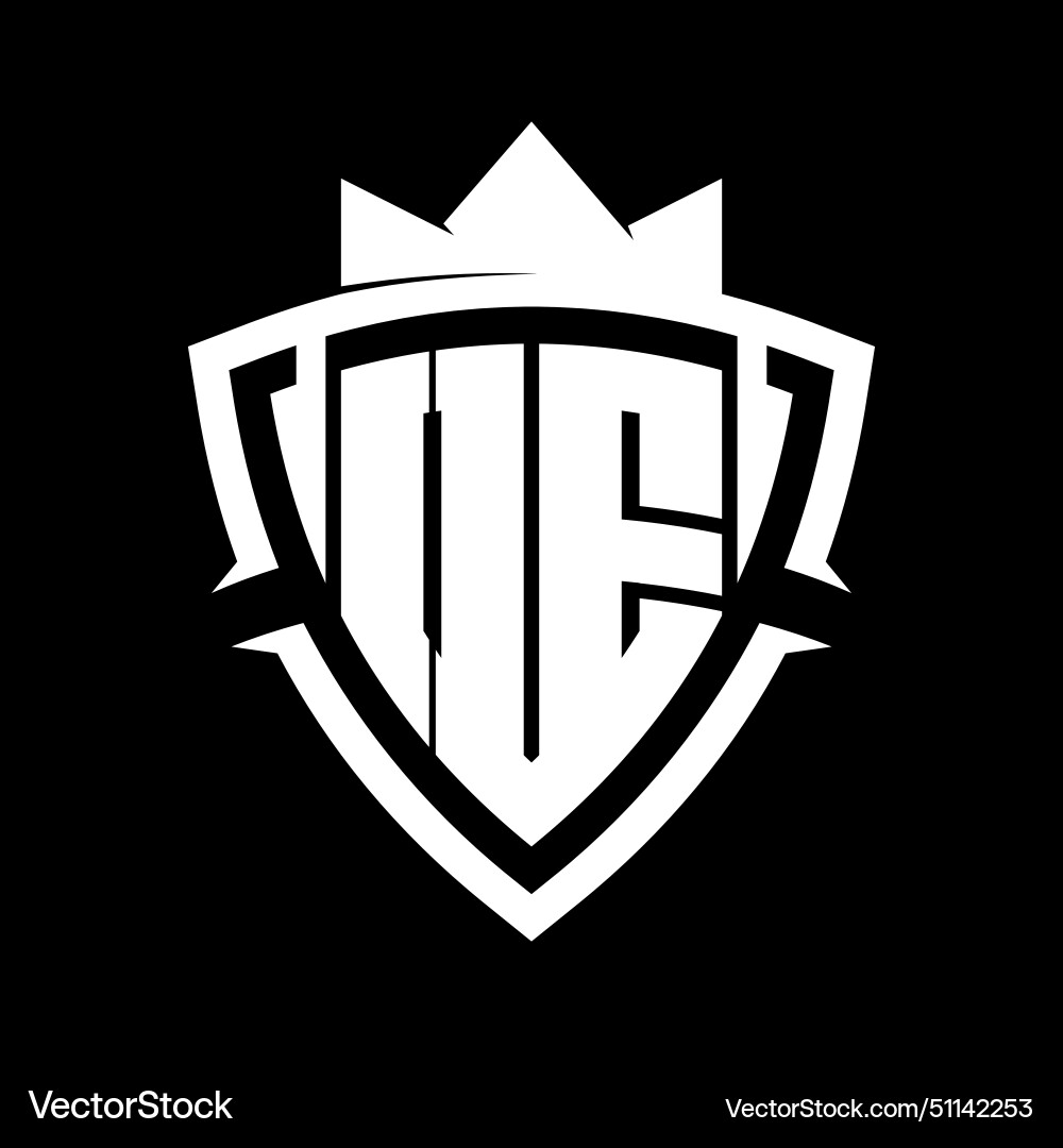 Oe letter monogram with triangle curve shield Vector Image