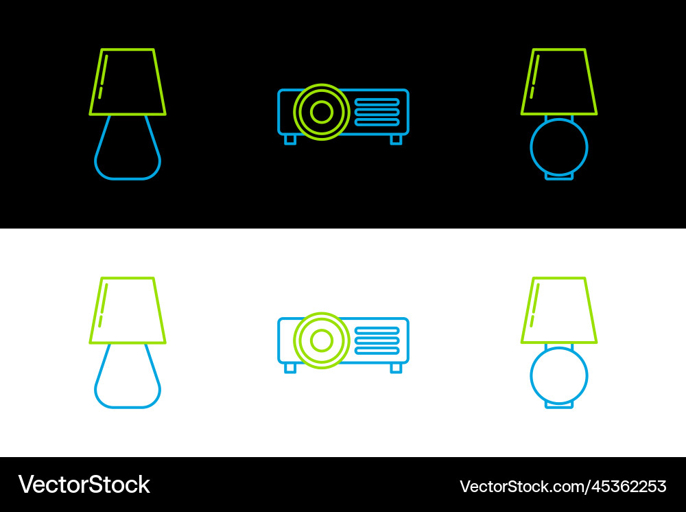 Set line table lamp and icon Vector Image