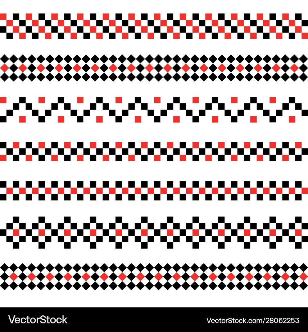 Set mosaic seamless borders and dividers Set mosaic seamless borders and dividers Vector Image