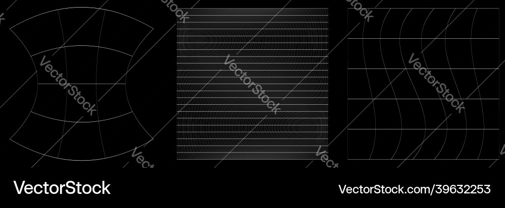 Set of deformed distorted grids meshes flex Set of deformed distorted grids meshes flex vector image