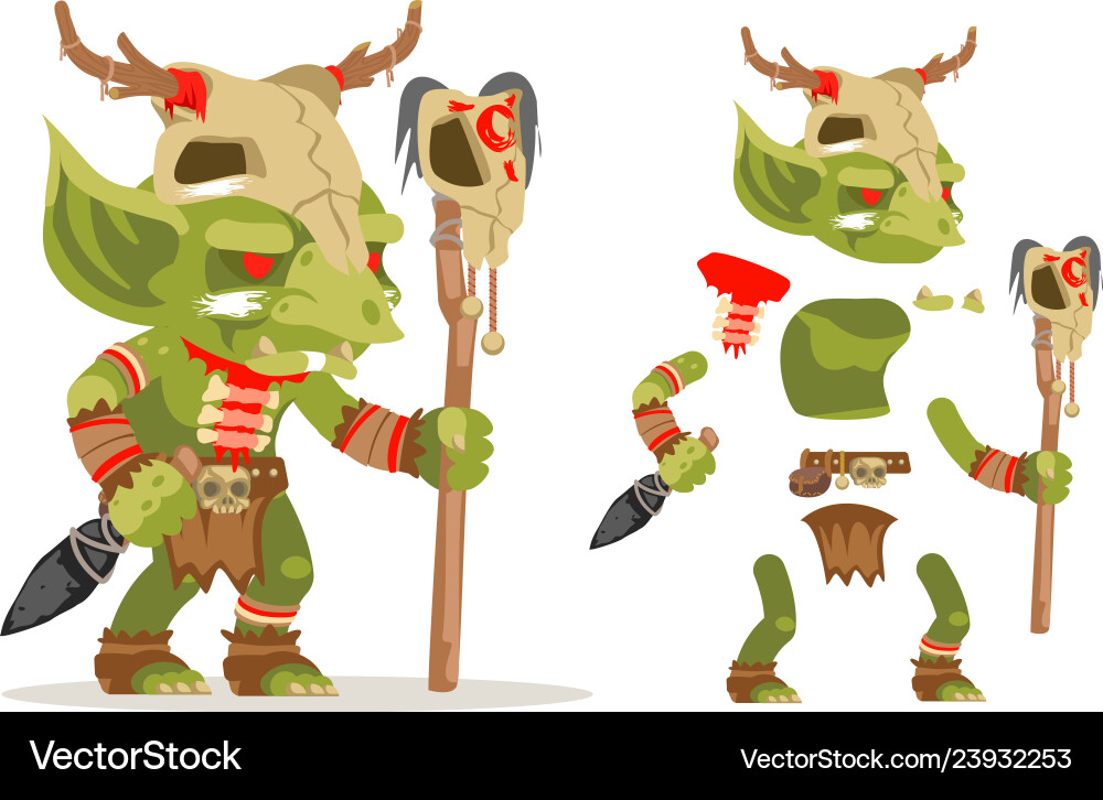 Shaman goblin dungeon dark wood monster evil Shaman goblin dungeon dark wood monster evil vector image