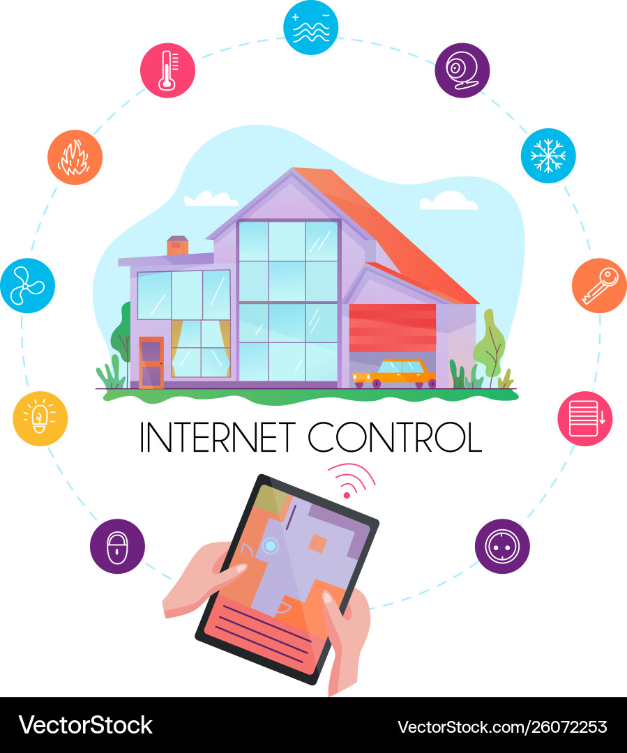 Smart house flat concept Royalty Free Vector Image